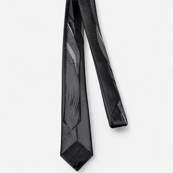 Black Brushed Design 2.5 Inch Skinny Neck Tie - Picture 3 of 6